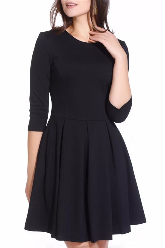 Платье с приталенной юбкой. Платье черное. Классическое платье с длинным рукавом. Черное приталенное платье. Классическое черное платье.